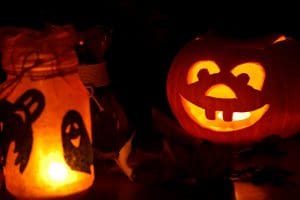 lighted pumpkins