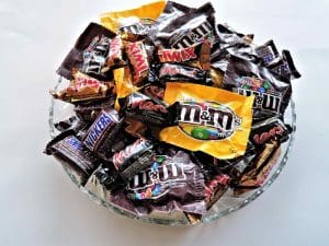 bowl of m&m candies